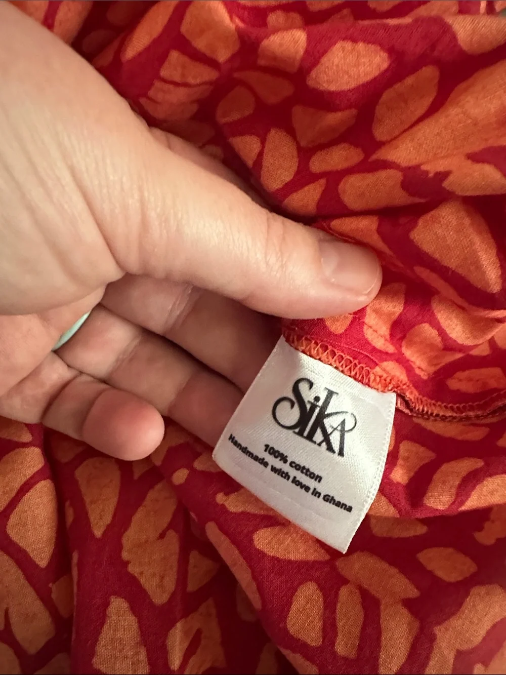 Sika X Anthropologie Red and Coral Abstract Belted Dress